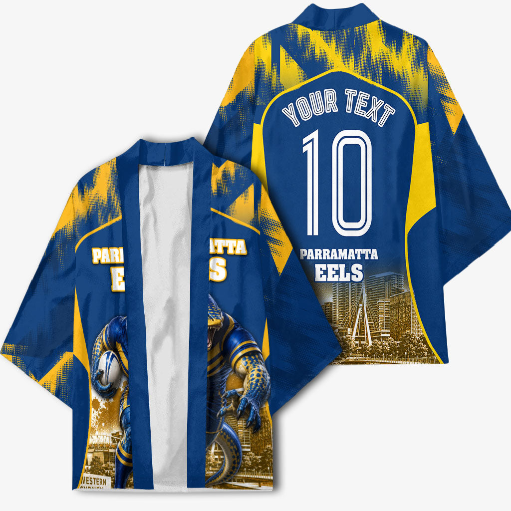 Personalised Parramatta Eels Mascot Rugby Kimono Parramatta Cityscape Athletic Graphic Print