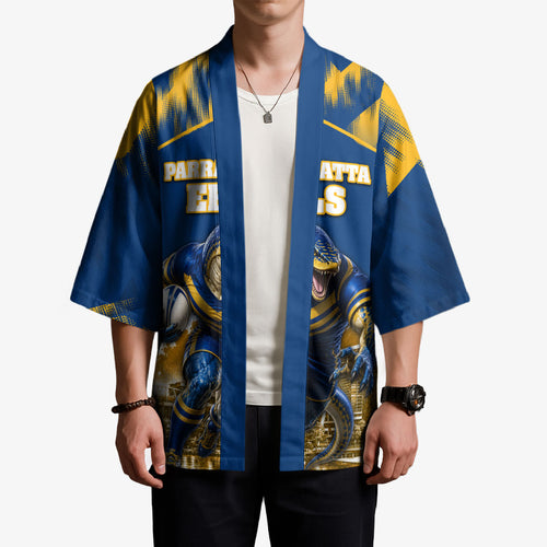 Personalised Parramatta Eels Mascot Rugby Kimono Parramatta Cityscape Athletic Graphic Print