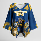Personalised Parramatta Eels Mascot Rugby Kimono Sleeve Blouse Parramatta Cityscape Athletic Graphic Print