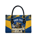 Personalised Parramatta Eels Mascot Rugby Leather Bag Parramatta Cityscape Athletic Graphic Print