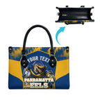 Personalised Parramatta Eels Mascot Rugby Leather Bag Parramatta Cityscape Athletic Graphic Print