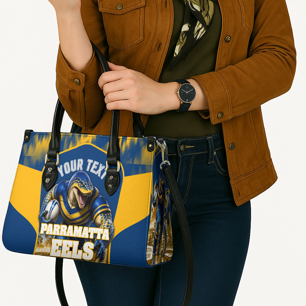 Personalised Parramatta Eels Mascot Rugby Leather Bag Parramatta Cityscape Athletic Graphic Print