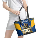 Personalised Parramatta Eels Mascot Rugby Leather Tote Bag Parramatta Cityscape Athletic Graphic Print