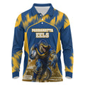 Personalised Parramatta Eels Mascot Rugby Long Sleeve Polo Shirt Parramatta Cityscape Athletic Graphic Print