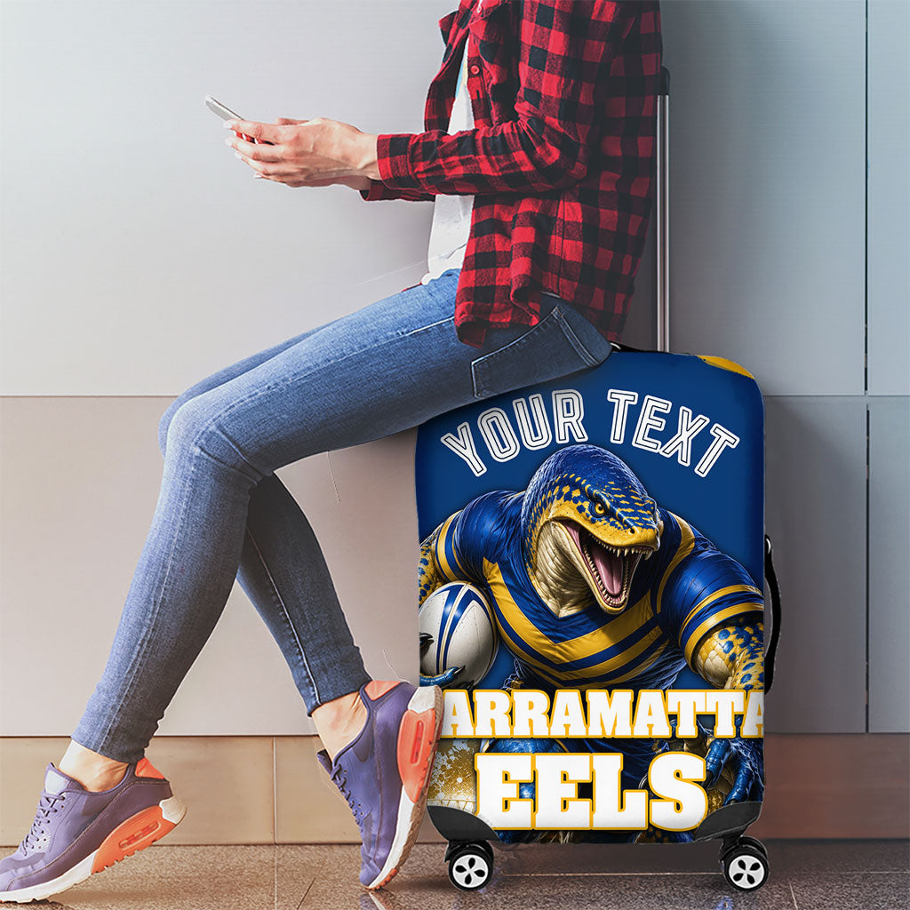 Personalised Parramatta Eels Mascot Rugby Luggage Cover Parramatta Cityscape Athletic Graphic Print