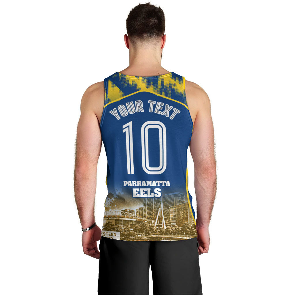 Personalised Parramatta Eels Mascot Rugby Men Tank Top Parramatta Cityscape Athletic Graphic Print