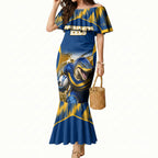 Personalised Parramatta Eels Mascot Rugby Mermaid Dress Parramatta Cityscape Athletic Graphic Print