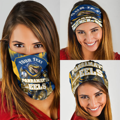 Personalised Parramatta Eels Mascot Rugby Neck Gaiter Parramatta Cityscape Athletic Graphic Print