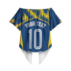 Personalised Parramatta Eels Mascot Rugby Off Shoulder Wrap Waist Top Parramatta Cityscape Athletic Graphic Print