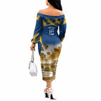 Personalised Parramatta Eels Mascot Rugby Off The Shoulder Long Sleeve Dress Parramatta Cityscape Athletic Graphic Print