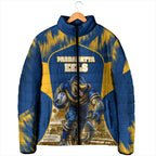 Personalised Parramatta Eels Mascot Rugby Padded Jacket Parramatta Cityscape Athletic Graphic Print