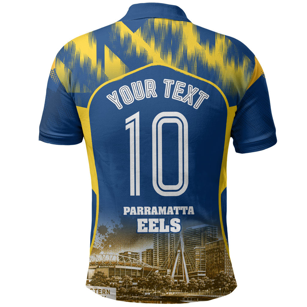 Personalised Parramatta Eels Mascot Rugby Polo Shirt Parramatta Cityscape Athletic Graphic Print
