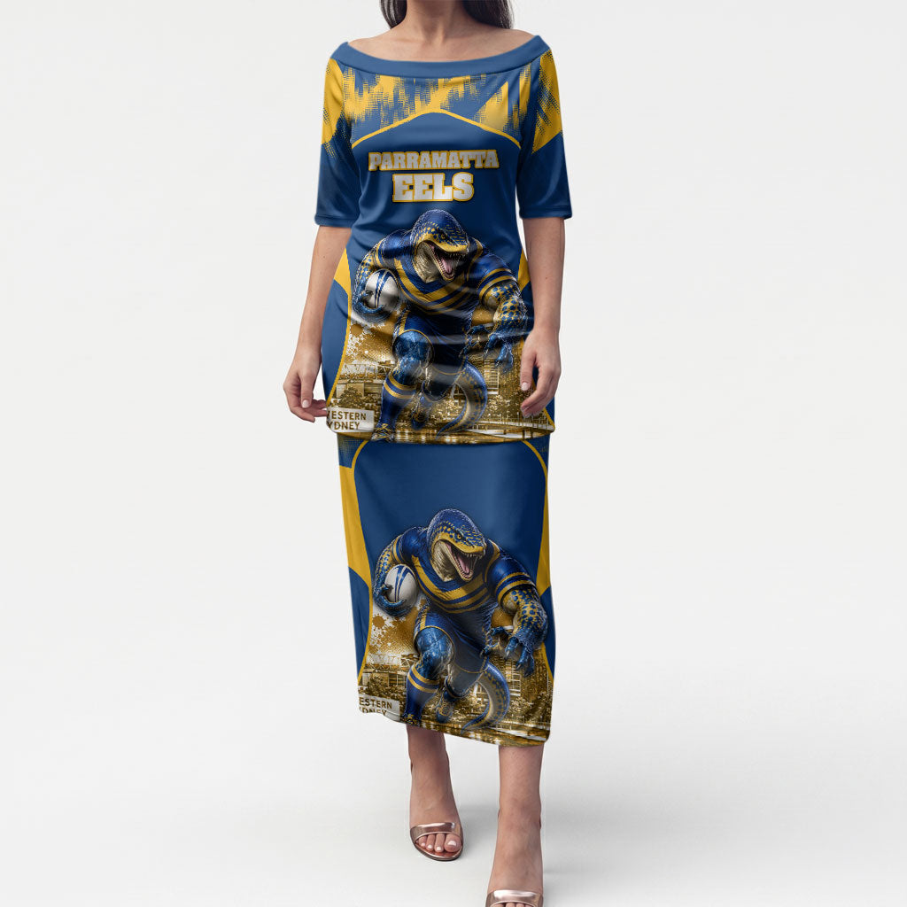 Personalised Parramatta Eels Mascot Rugby Puletasi Parramatta Cityscape Athletic Graphic Print