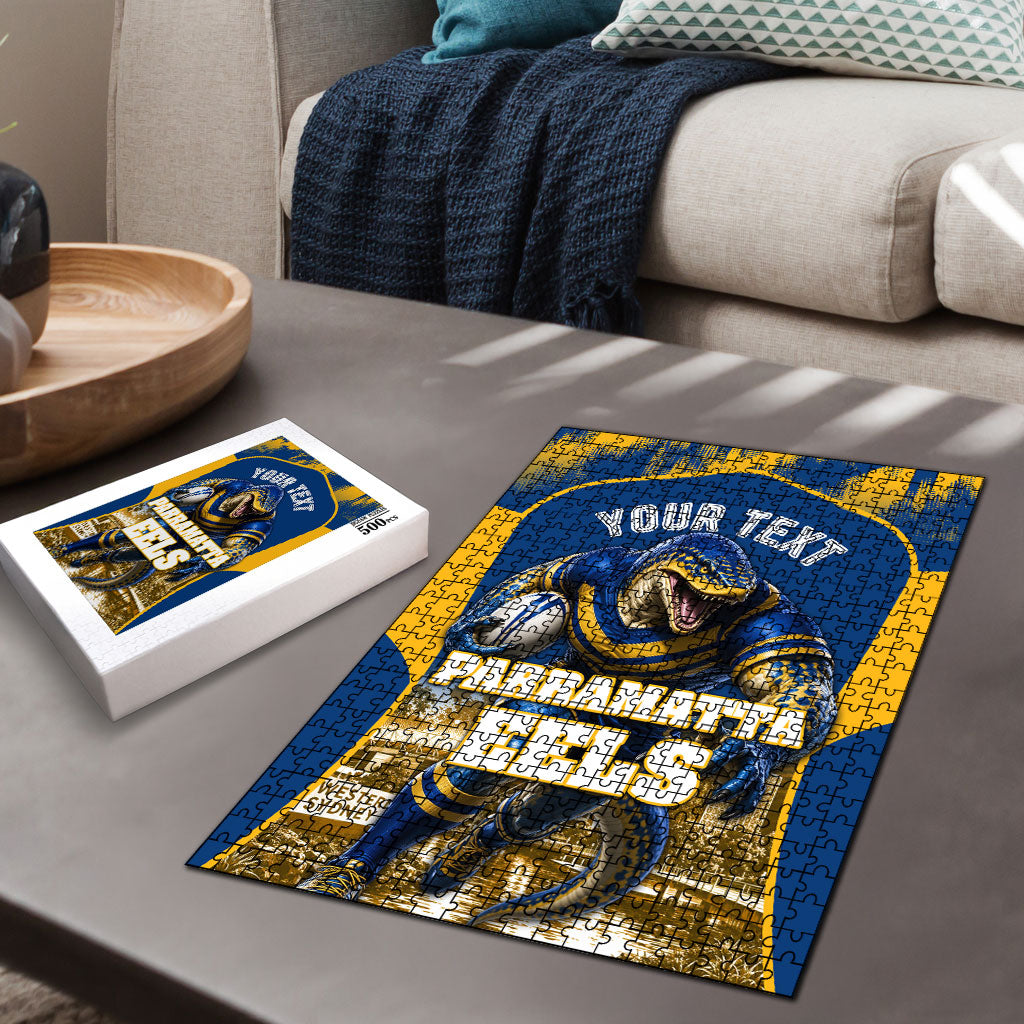 Personalised Parramatta Eels Mascot Rugby Puzzle Parramatta Cityscape Athletic Graphic Print
