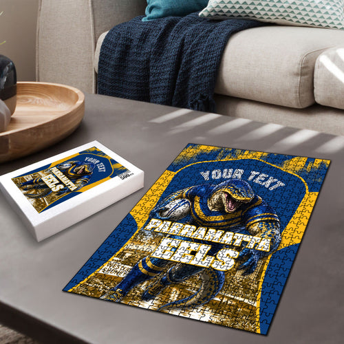 Personalised Parramatta Eels Mascot Rugby Puzzle Parramatta Cityscape Athletic Graphic Print