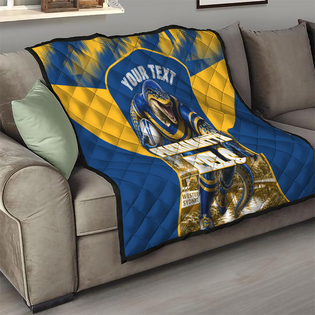 Personalised Parramatta Eels Mascot Rugby Quilt Parramatta Cityscape Athletic Graphic Print