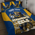 Personalised Parramatta Eels Mascot Rugby Quilt Bed Set Parramatta Cityscape Athletic Graphic Print