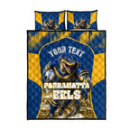 Personalised Parramatta Eels Mascot Rugby Quilt Bed Set Parramatta Cityscape Athletic Graphic Print