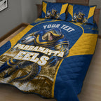 Personalised Parramatta Eels Mascot Rugby Quilt Bed Set Parramatta Cityscape Athletic Graphic Print