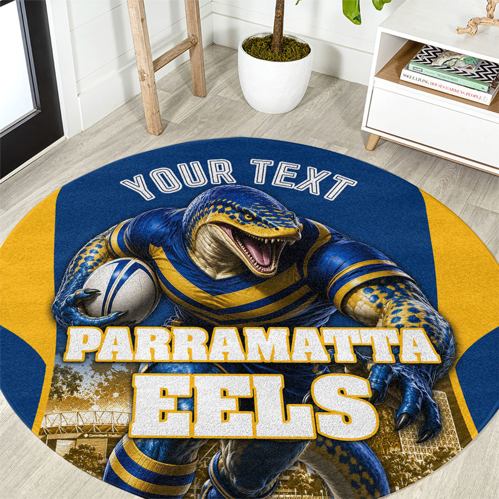 Personalised Parramatta Eels Mascot Rugby Round Carpet Parramatta Cityscape Athletic Graphic Print