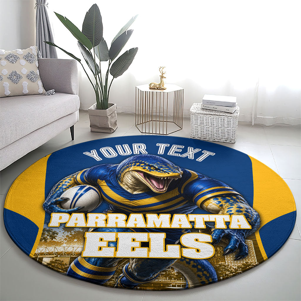 Personalised Parramatta Eels Mascot Rugby Round Carpet Parramatta Cityscape Athletic Graphic Print