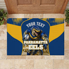 Personalised Parramatta Eels Mascot Rugby Rubber Doormat Parramatta Cityscape Athletic Graphic Print