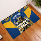Personalised Parramatta Eels Mascot Rugby Rubber Doormat Parramatta Cityscape Athletic Graphic Print