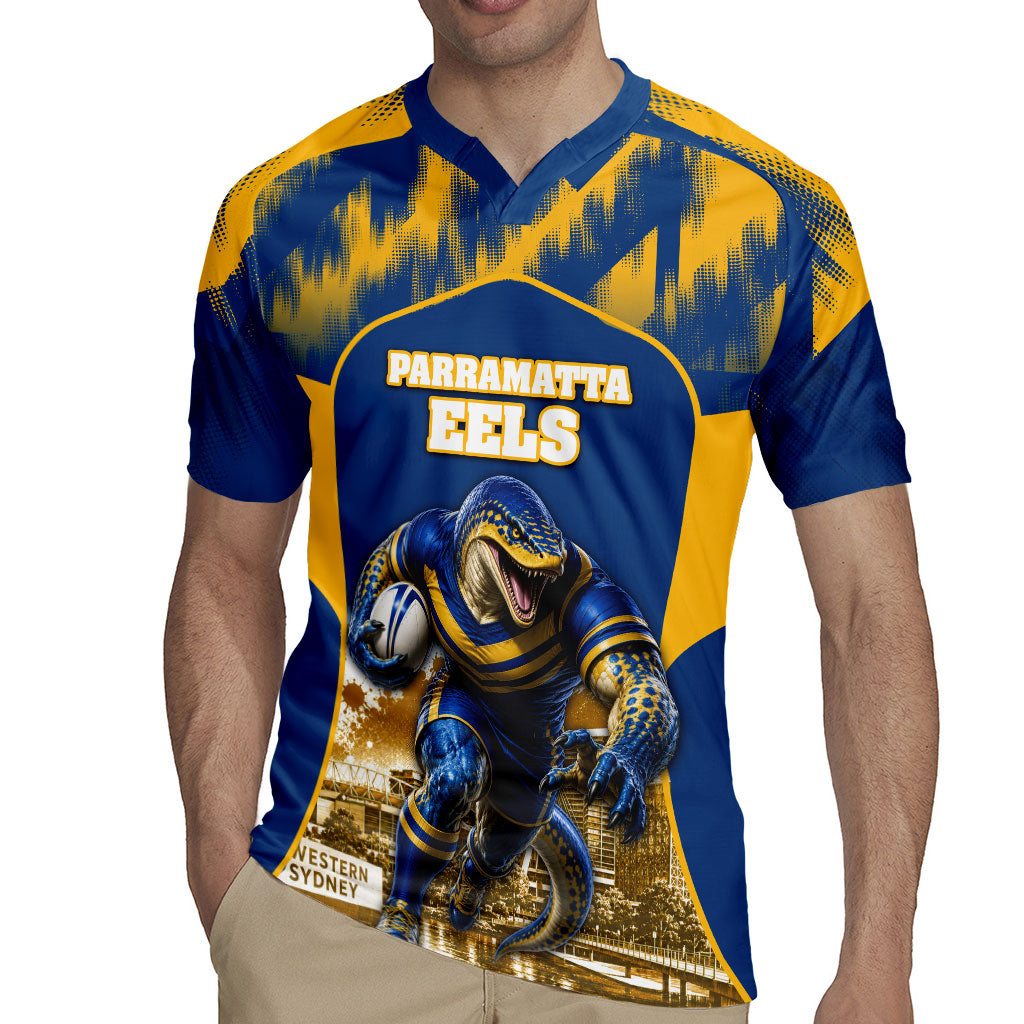 Personalised Parramatta Eels Mascot Rugby Rugby Jersey Parramatta Cityscape Athletic Graphic Print