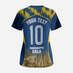 Personalised Parramatta Eels Mascot Rugby Scrub Top Parramatta Cityscape Athletic Graphic Print