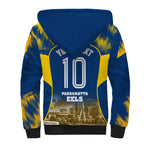 Personalised Parramatta Eels Mascot Rugby Sherpa Hoodie Parramatta Cityscape Athletic Graphic Print