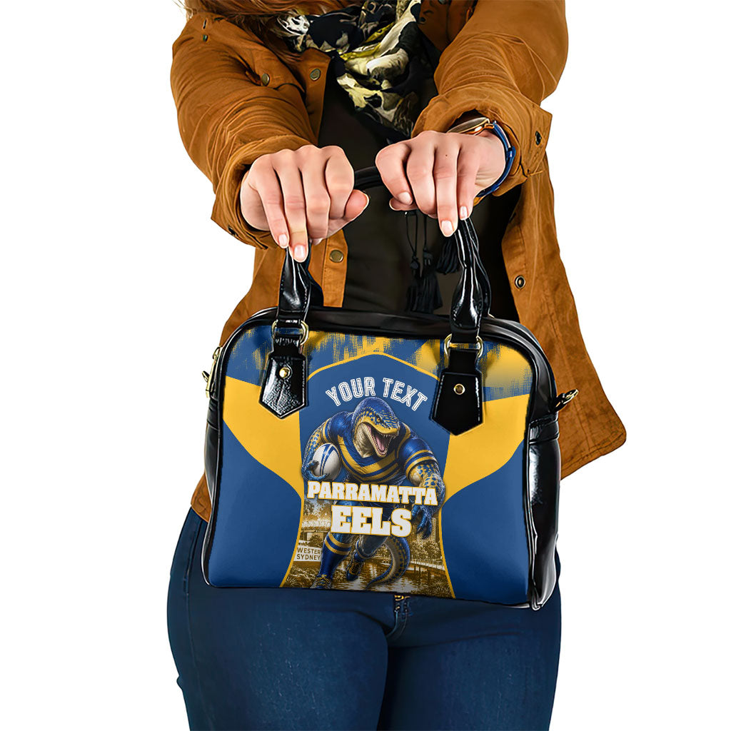 Personalised Parramatta Eels Mascot Rugby Shoulder Handbag Parramatta Cityscape Athletic Graphic Print