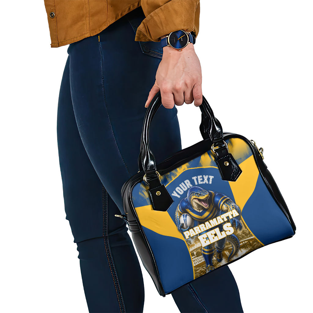Personalised Parramatta Eels Mascot Rugby Shoulder Handbag Parramatta Cityscape Athletic Graphic Print