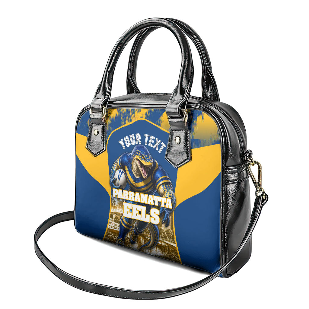 Personalised Parramatta Eels Mascot Rugby Shoulder Handbag Parramatta Cityscape Athletic Graphic Print