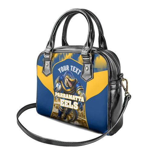 Personalised Parramatta Eels Mascot Rugby Shoulder Handbag Parramatta Cityscape Athletic Graphic Print