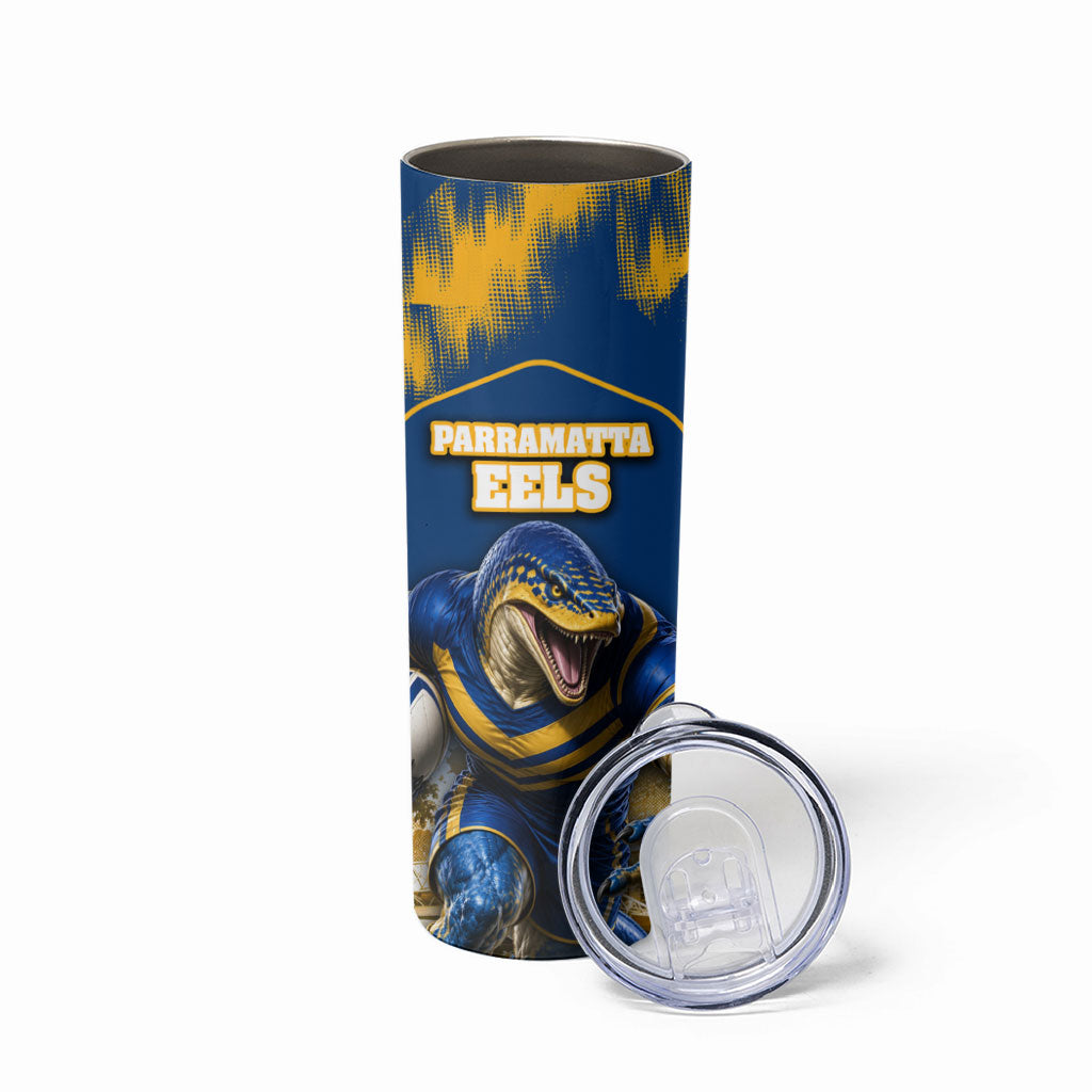Personalised Parramatta Eels Mascot Rugby Skinny Tumbler Parramatta Cityscape Athletic Graphic Print