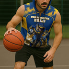 Personalised Parramatta Eels Mascot Rugby Sleeveless Zip Hoodie Parramatta Cityscape Athletic Graphic Print