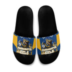 Personalised Parramatta Eels Mascot Rugby Slide Sandals Parramatta Cityscape Athletic Graphic Print