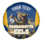 Personalised Parramatta Eels Mascot Rugby Spare Tire Cover Parramatta Cityscape Athletic Graphic Print