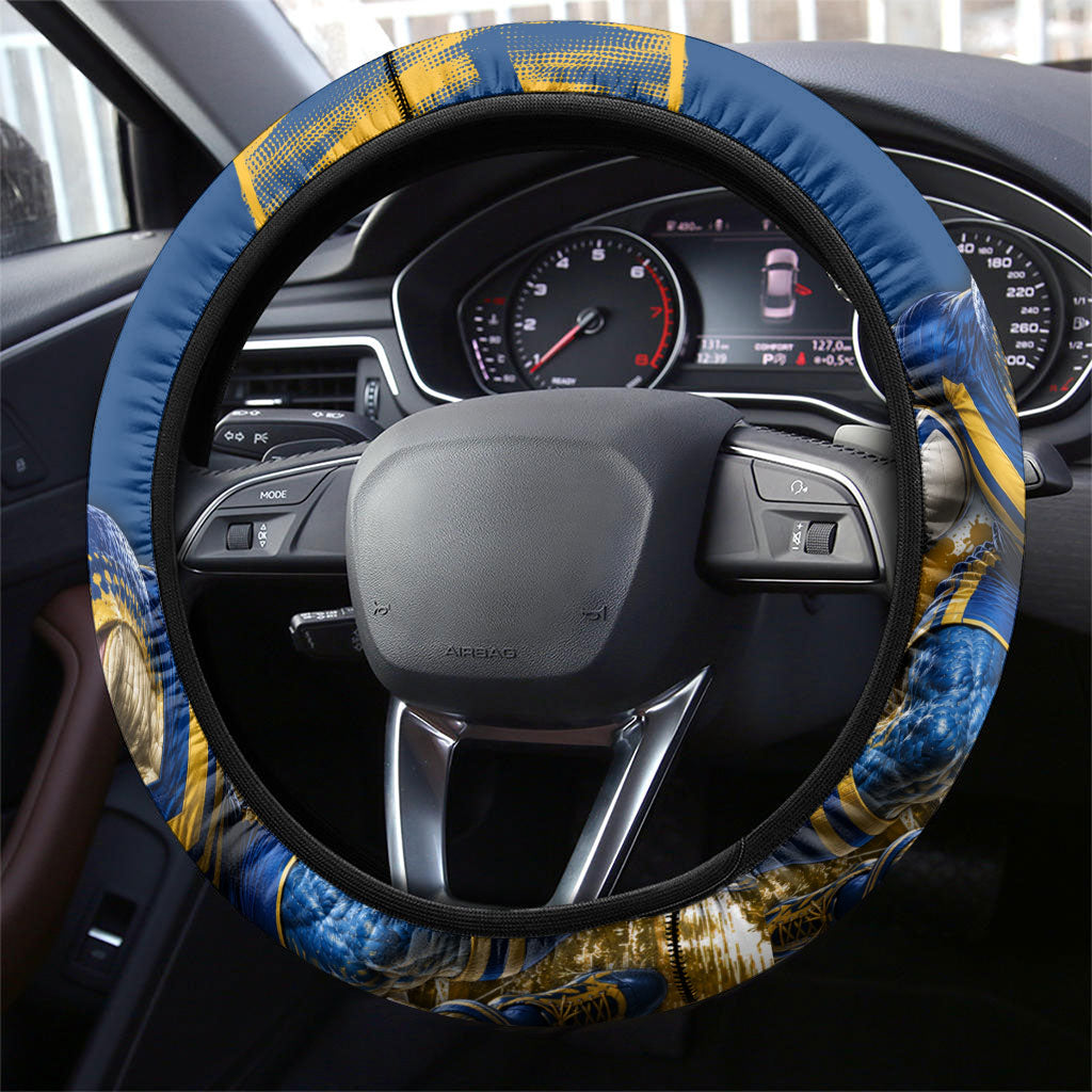 Parramatta Eels Mascot Rugby Steering Wheel Cover Parramatta Cityscape Athletic Graphic Print