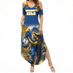 Personalised Parramatta Eels Mascot Rugby Summer Maxi Dress Parramatta Cityscape Athletic Graphic Print
