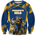 Personalised Parramatta Eels Mascot Rugby Sweatshirt Parramatta Cityscape Athletic Graphic Print