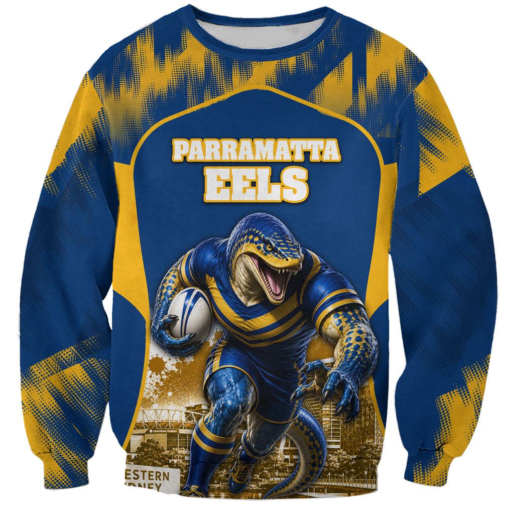 Personalised Parramatta Eels Mascot Rugby Sweatshirt Parramatta Cityscape Athletic Graphic Print