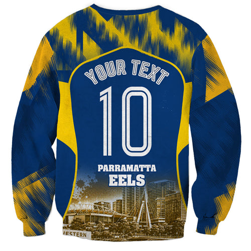 Personalised Parramatta Eels Mascot Rugby Sweatshirt Parramatta Cityscape Athletic Graphic Print
