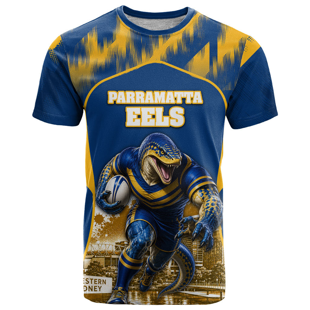 Personalised Parramatta Eels Mascot Rugby T Shirt Parramatta Cityscape Athletic Graphic Print
