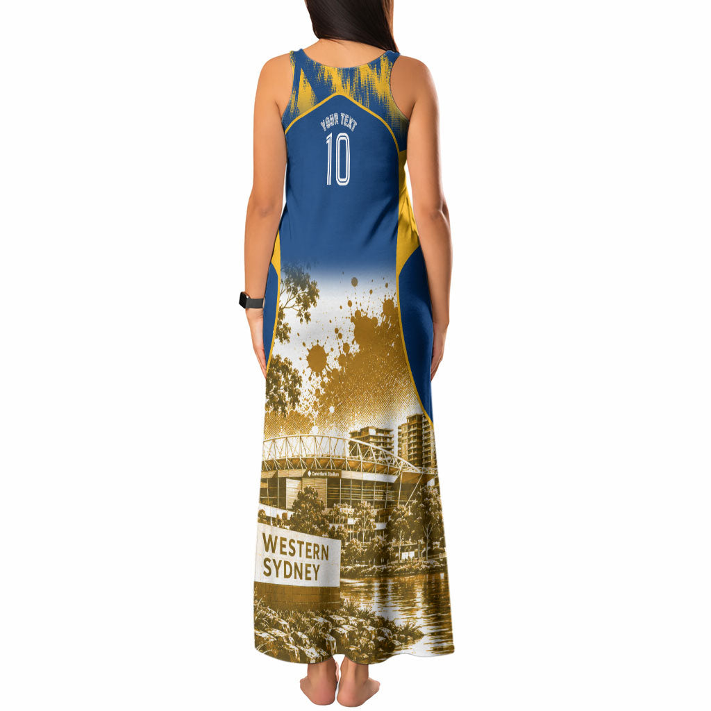 Personalised Parramatta Eels Mascot Rugby Tank Maxi Dress Parramatta Cityscape Athletic Graphic Print