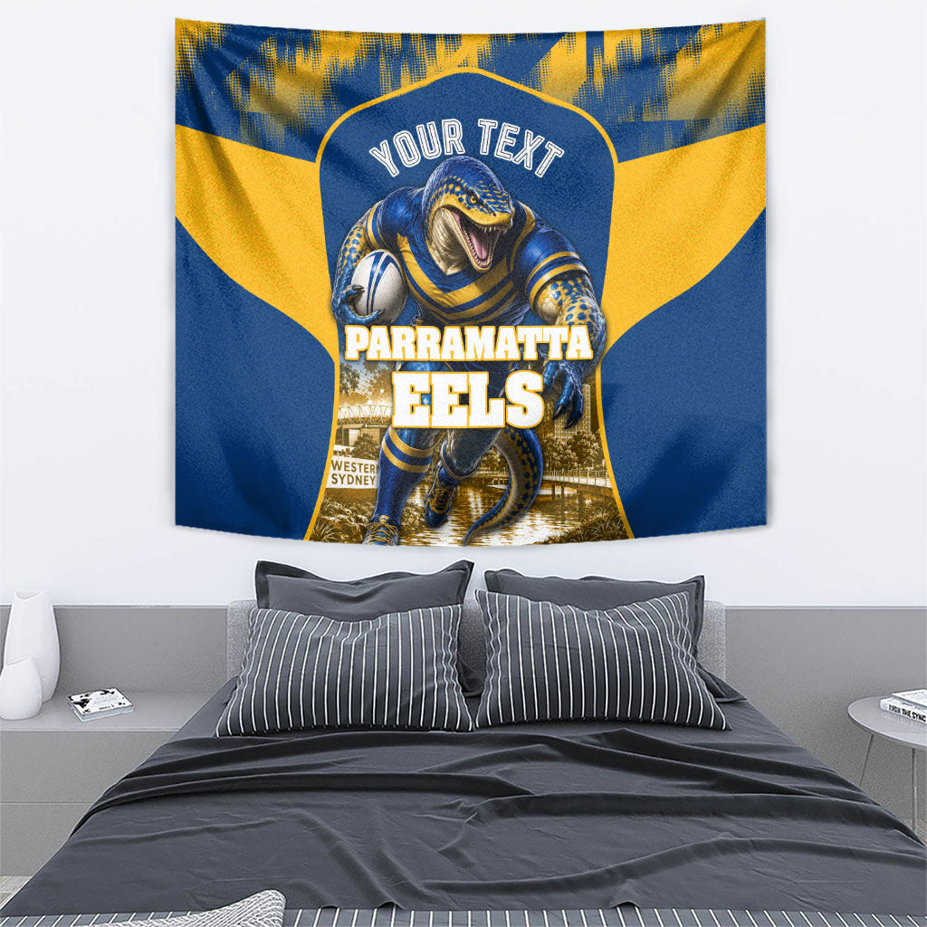 Personalised Parramatta Eels Mascot Rugby Tapestry Parramatta Cityscape Athletic Graphic Print