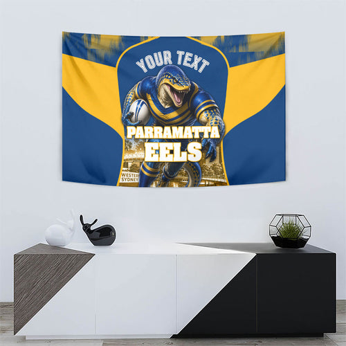 Personalised Parramatta Eels Mascot Rugby Tapestry Parramatta Cityscape Athletic Graphic Print