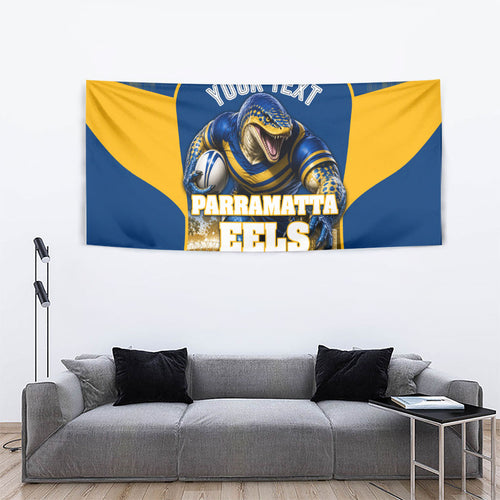 Personalised Parramatta Eels Mascot Rugby Tapestry Parramatta Cityscape Athletic Graphic Print