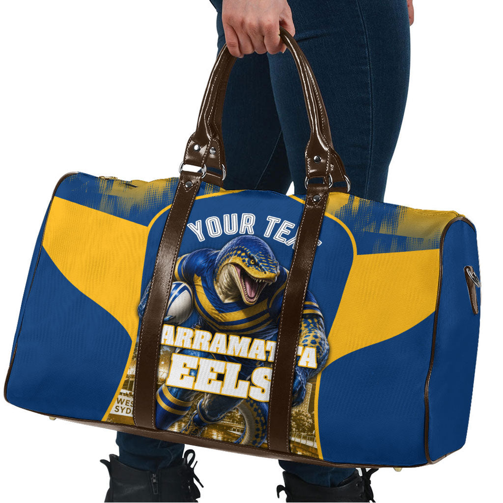 Personalised Parramatta Eels Mascot Rugby Travel Bag Parramatta Cityscape Athletic Graphic Print