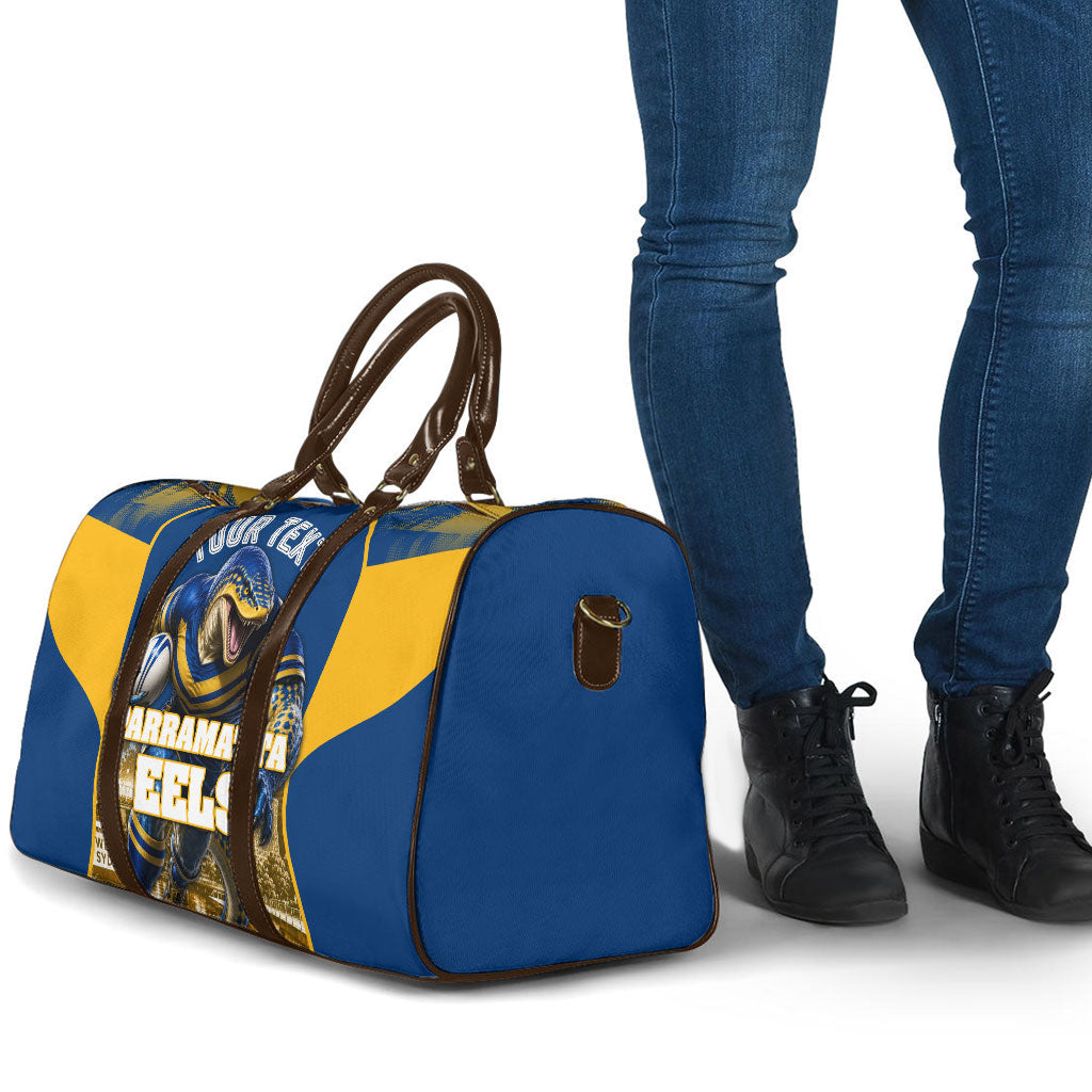 Personalised Parramatta Eels Mascot Rugby Travel Bag Parramatta Cityscape Athletic Graphic Print